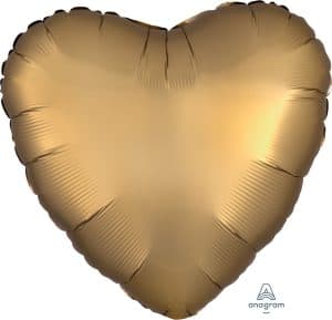 Gold heart-shaped foil balloon for celebrations and events.