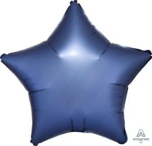 Blue star-shaped satin foil balloon for party decor.