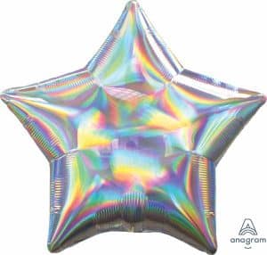 19" Star Shaped Solid Color Foil Balloon Iridescent Silver