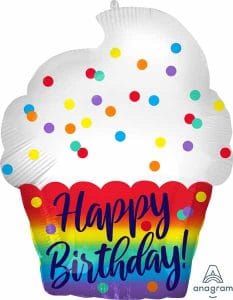 18" Happy Birthday Cupcake Shaped Balloon Decor