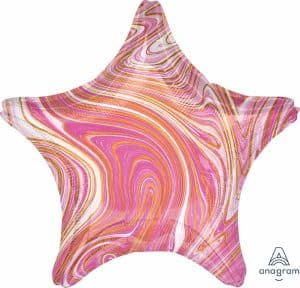 Marblez Swirls 19" Pink Gold White Star Shape Foil Balloon