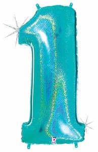 Huge Number 1 Blue Holographic Balloon