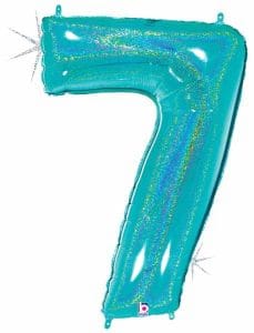 Jumbo Blue Number 7 Holographic Balloon