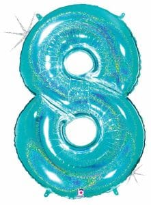 Huge Number 8 Blue Holographic Balloon
