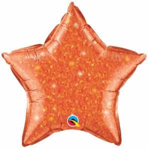 20" Star Shaped Crystal Graphic Foil Balloon Orange