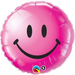 18" Berry Pink Smiley Face Foil Balloon Party Decor