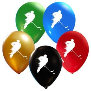 2-sided printed hockey balloons latex assorted colors