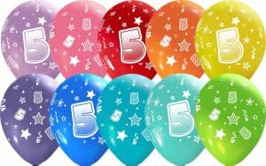 number 5 all over print latex balloon colorful
