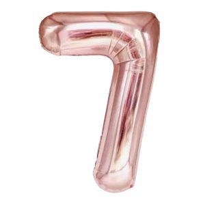 Rose gold number 7 balloon on a white background
