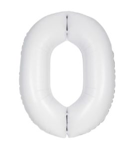 34" Number 0 Supershape Decorative Foil Balloon WHITE