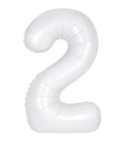 34" Number 2 Supershape Decorative Foil Balloon WHITE