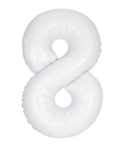 34" Number 8 Supershape Decorative Foil Balloon WHITE