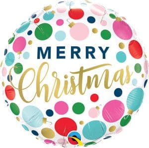 Merry Christmas Ornaments & Dots Foil Balloon