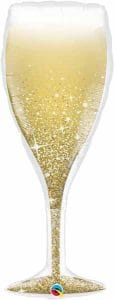 Golden Bubbles Wine Glass Microfoil Balloon