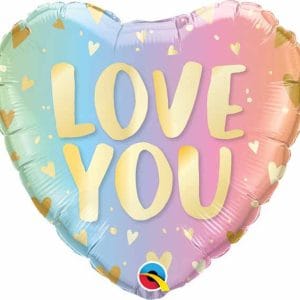 Qualatex 18" Love You Ombre Pastel Heart Shaped Foil Balloon